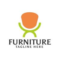 inspiration de modèle de conception de logo intérieur de chaise de lampe de meuble orange vecteur