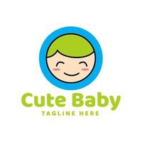 mignon bébé garçon ligne logo illustration design modèle inspiration vecteur