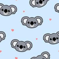 Modèle sans couture de dessin animé mignon visage koala vecteur