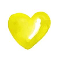 Bonbons dessinés à la main en forme de coeur jaune aquarelle vecteur