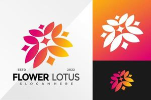 modèle d'illustration vectorielle de conception de logo coloré de fleur de lotus vecteur