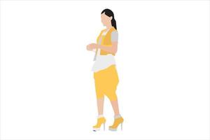 illustration vectorielle de femmes à la mode posant sur le trottoir vecteur