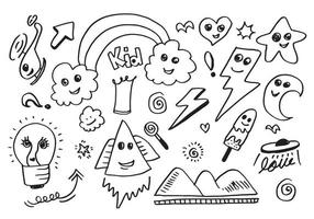 doodle enfants dessinés à la main sur fond blanc. vecteur