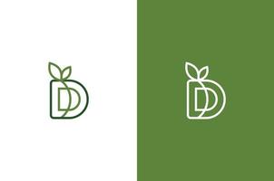 un logo de lettre dd créatif avec un concept de logo de nourriture végétalienne vecteur