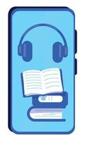 application pour écouter des livres audio et des podcasts objet vectoriel couleur semi-plat