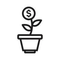 signer l'argent grandir icône symbole vecteur plat signe isolé sur fond blanc. illustration vectorielle de logo simple pour la conception graphique et web.