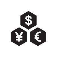 modèle d'icône de téléchargement dollar euro yen couleur noire modifiable. dollar euro yen télécharger symbole d'icône illustration vectorielle plate pour la conception graphique et web.
