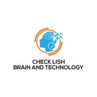 cerveau tech logo système numérique cerveau logo créatif logo simple énergie. vérifier le logo du cerveau et de la technologie lish vecteur