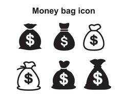 modèle d'icône de sac d'argent couleur noire modifiable. symbole d'icône de sac d'argent illustration vectorielle plate pour la conception graphique et web. vecteur