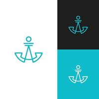 création de logo de sceau marin nautique ancre vecteur