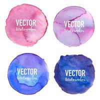 Aquarelle Cercle Set Violet Bleu Violet vecteur