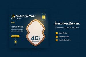 modèle de conception de vecteur de publication de médias sociaux de fond plat ramadan