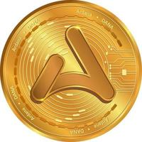 pièce d'or ardana dana.échange de crypto-monnaie.logo de pièce de monnaie ardana dana isolé. vecteur