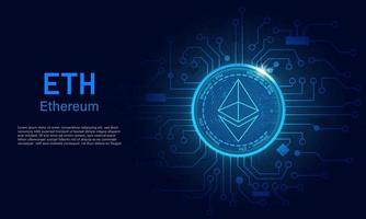 ethereum eth .fond technologique avec circuit.eth logo dark blue.crypto currency concept. vecteur