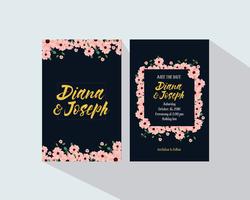 Invitation de mariage avec de belles fleurs vecteur