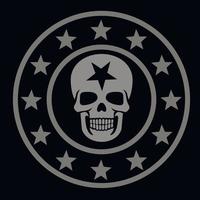 emblème agressif avec crâne et couteau, t-shirts au design vintage grunge vecteur