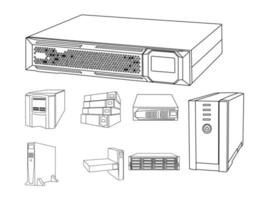 icône d'ups d'alimentation sans coupure grise isolée sur fond blanc. alimentation sans coupure, illustration vectorielle d'icône ups. jeu d'icônes d'alimentation. ombre portée, illustration vectorielle vecteur