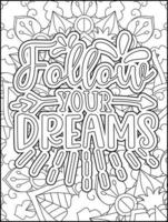 page de coloriage de citations de motivation. page de coloriage de citations inspirantes. page de coloriage des citations affirmatives. page de coloriage de citations positives. ondes positives. livre de coloriage pour adultes. vecteur