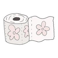 papier toilette doodle dessin animé mignon avec ornement floral isolé sur fond blanc. vecteur