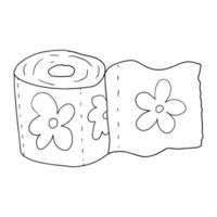 papier toilette doodle dessin animé mignon avec ornement floral isolé sur fond blanc. vecteur