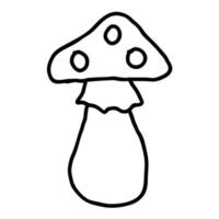 dessin animé doodle champignon linéaire isolé sur fond blanc. vecteur