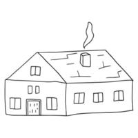 maison de doodle de dessin animé mignon, bâtiment isolé sur fond blanc. vecteur