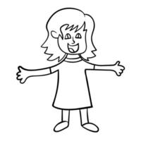 dessin animé doodle fille en robe isolé sur fond blanc. vecteur