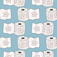 papier toilette doodle dessin animé mignon avec motif sans couture d'ornement floral. fond de toilettes. vecteur