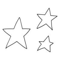 étoiles de doodle de dessin animé isolés sur fond blanc. vecteur