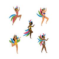 Ensemble de danseuses de carnaval en costume vecteur