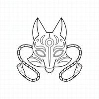 Coloriage masque kitsune japonais, illustration vectorielle eps.10 vecteur