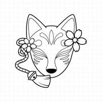 Coloriage masque kitsune japonais, illustration vectorielle eps.10 vecteur