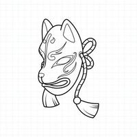 Coloriage masque kitsune japonais, illustration vectorielle eps.10 vecteur