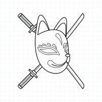 Coloriage masque kitsune japonais, illustration vectorielle eps.10 vecteur