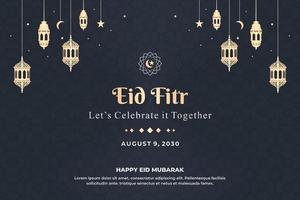 bannière islamique avec salutations eid fitr vecteur