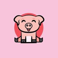 vecteur de cochon mignon, eps, logo, conception simple, rose rouge