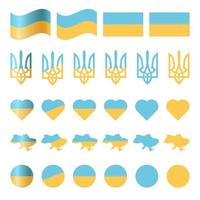 ensemble de symboles vectoriels de l'ukraine aux couleurs du drapeau ukrainien vecteur