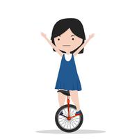 petite fille sur un monocycle vecteur
