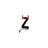 lettre z avec les cornes du diable et l'icône de la queue vecteur de conception de logo