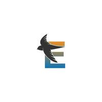 lettre e logo avec vecteur de conception icône oiseau rapide