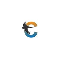lettre c logo avec vecteur de conception icône oiseau rapide