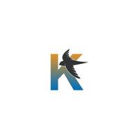 lettre k logo avec vecteur de conception icône oiseau rapide
