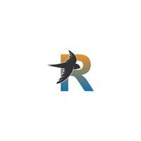 lettre r logo avec vecteur de conception icône oiseau rapide