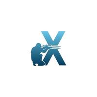 lettre x avec modèle de concept de conception de logo icône sniper vecteur