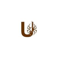 lettre u avec modèle de conception de logo icône araignée vecteur