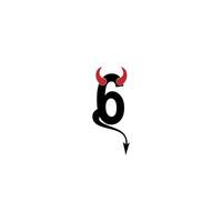 numéro 6 avec cornes du diable et vecteur de conception de logo d'icône de queue