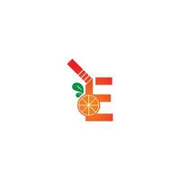 lettre e avec modèle de conception de logo icône orange jus vecteur