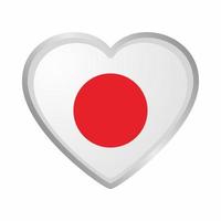 autocollant drapeau coeur japon vecteur