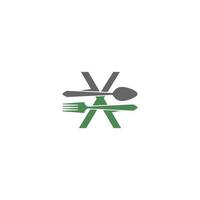 Lettre x avec vecteur de conception icône logo fourchette et cuillère