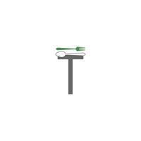 lettre t avec vecteur de conception icône logo fourchette et cuillère